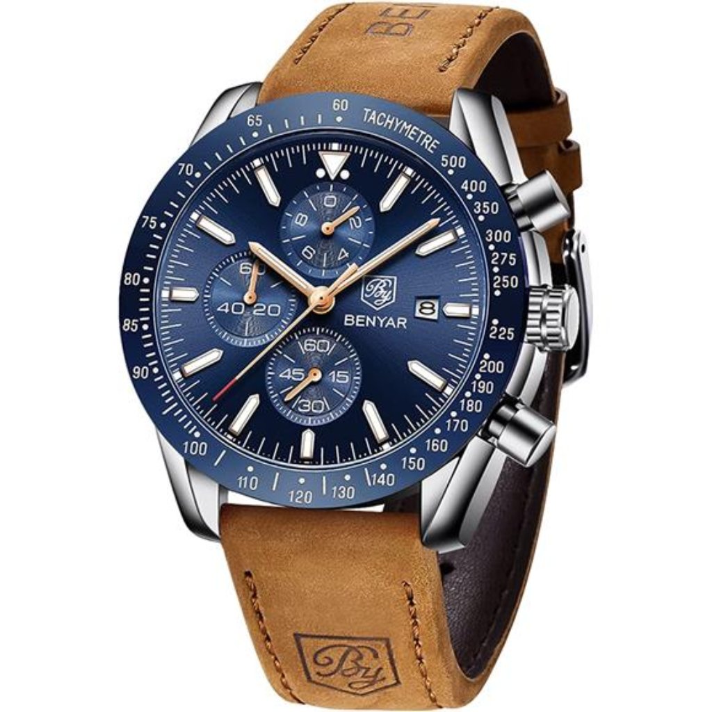 Mens Watches Chronograph Analog Quartz Wrist Watch 30m Waterproof